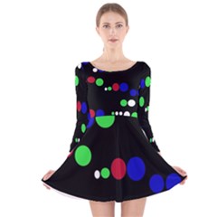 Colorful Dots Long Sleeve Velvet Skater Dress by Valentinaart