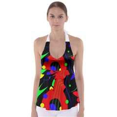 Abstract Guitar  Babydoll Tankini Top by Valentinaart