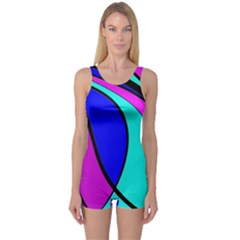 Purple And Blue One Piece Boyleg Swimsuit by Valentinaart