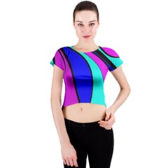 Purple And Blue Crew Neck Crop Top by Valentinaart