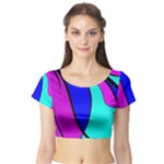 Purple and Blue Short Sleeve Crop Top (Tight Fit)