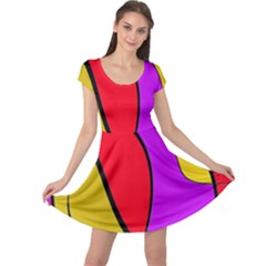 Colorful Lines Cap Sleeve Dresses by Valentinaart