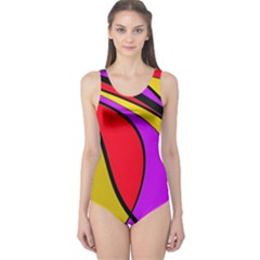 Colorful Lines One Piece Swimsuit by Valentinaart