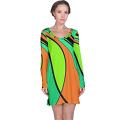 Green And Orange Long Sleeve Nightdress by Valentinaart