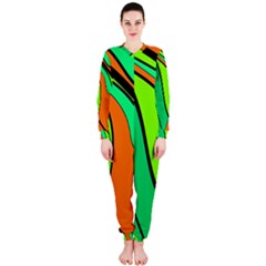 Green And Orange Onepiece Jumpsuit (ladies)  by Valentinaart