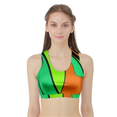 Green And Orange Sports Bra With Border by Valentinaart