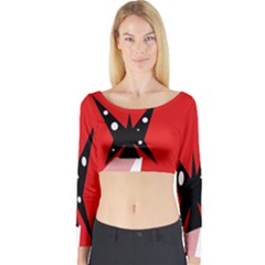 Black Butterfly  Long Sleeve Crop Top by Valentinaart