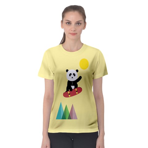 Panda On A Skateboard Women s Sport Mesh Tee by Contest2490439