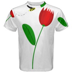 Red Tulip And Bee Men s Cotton Tee by Valentinaart