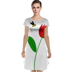 Red Tulip And Bee Cap Sleeve Nightdress by Valentinaart