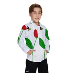 Red Tulip And Bee Wind Breaker (kids) by Valentinaart