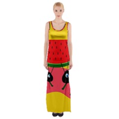 Ants And Watermelon  Maxi Thigh Split Dress by Valentinaart