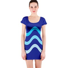 Blue Waves  Short Sleeve Bodycon Dress by Valentinaart