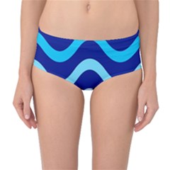 Blue Waves  Mid-waist Bikini Bottoms by Valentinaart
