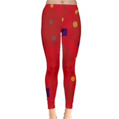 Red Abstract Sky Leggings  by Valentinaart
