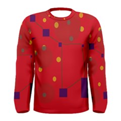 Red Abstract Sky Men s Long Sleeve Tee by Valentinaart