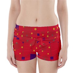 Red Abstract Sky Boyleg Bikini Wrap Bottoms by Valentinaart