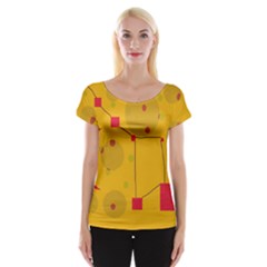 Yellow Abstract Sky Women s Cap Sleeve Top by Valentinaart