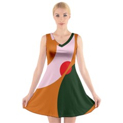 Decorative Abstraction  V-neck Sleeveless Skater Dress by Valentinaart