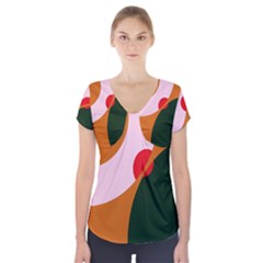 Decorative Abstraction  Short Sleeve Front Detail Top by Valentinaart