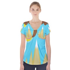 Abstract Landscape  Short Sleeve Front Detail Top by Valentinaart