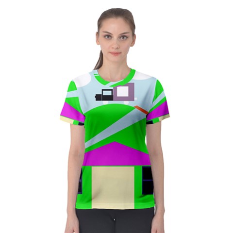 Abstract Landscape  Women s Sport Mesh Tee by Valentinaart