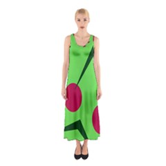 Cherries  Sleeveless Maxi Dress by Valentinaart