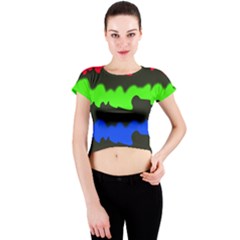 Colorful Abstraction Crew Neck Crop Top by Valentinaart