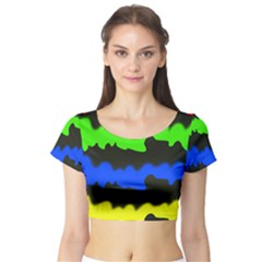 Colorful Abstraction Short Sleeve Crop Top (tight Fit) by Valentinaart