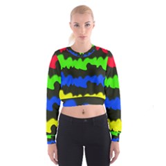 Colorful Abstraction Women s Cropped Sweatshirt by Valentinaart