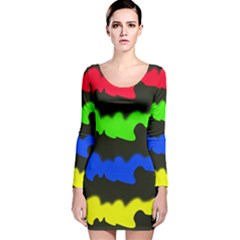 Colorful Abstraction Long Sleeve Velvet Bodycon Dress by Valentinaart