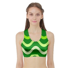 Green Waves Sports Bra With Border by Valentinaart