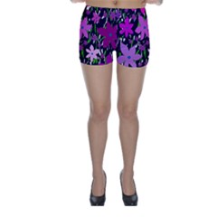 Purple Fowers Skinny Shorts by Valentinaart