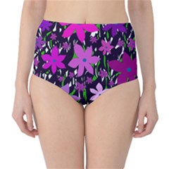 Purple Fowers High-waist Bikini Bottoms by Valentinaart