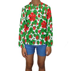 Red And Green Christmas Design  Kid s Long Sleeve Swimwear by Valentinaart