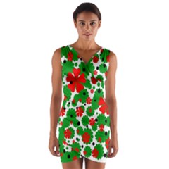 Red And Green Christmas Design  Wrap Front Bodycon Dress by Valentinaart