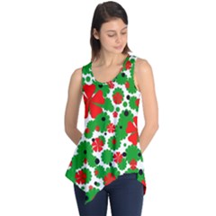 Red And Green Christmas Design  Sleeveless Tunic by Valentinaart