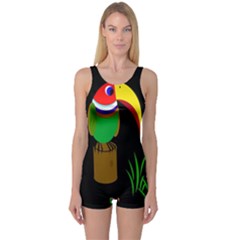 Toucan One Piece Boyleg Swimsuit by Valentinaart