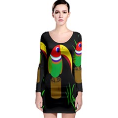 Toucan Long Sleeve Bodycon Dress by Valentinaart