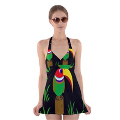 Toucan Halter Swimsuit Dress by Valentinaart
