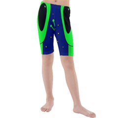 Alien  Kid s Mid Length Swim Shorts by Valentinaart
