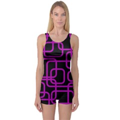 Purple And Black Elegant Design One Piece Boyleg Swimsuit by Valentinaart
