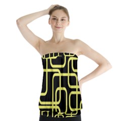 Yellow And Black Decorative Design Strapless Top by Valentinaart