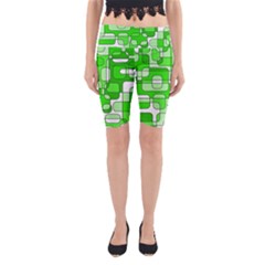 Green Decorative Abstraction  Yoga Cropped Leggings by Valentinaart