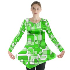 Green Decorative Abstraction  Long Sleeve Tunic  by Valentinaart