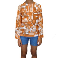 Orange Decorative Abstraction Kid s Long Sleeve Swimwear by Valentinaart