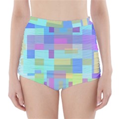 Pastel Geometrical Desing High-waisted Bikini Bottoms by Valentinaart