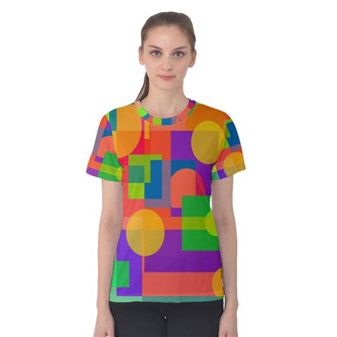 Colorful Geometrical Design Women s Cotton Tee by Valentinaart