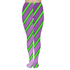 Purple And Green Lines Women s Tights by Valentinaart