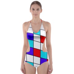 Colorful Cubes  Cut-out One Piece Swimsuit by Valentinaart